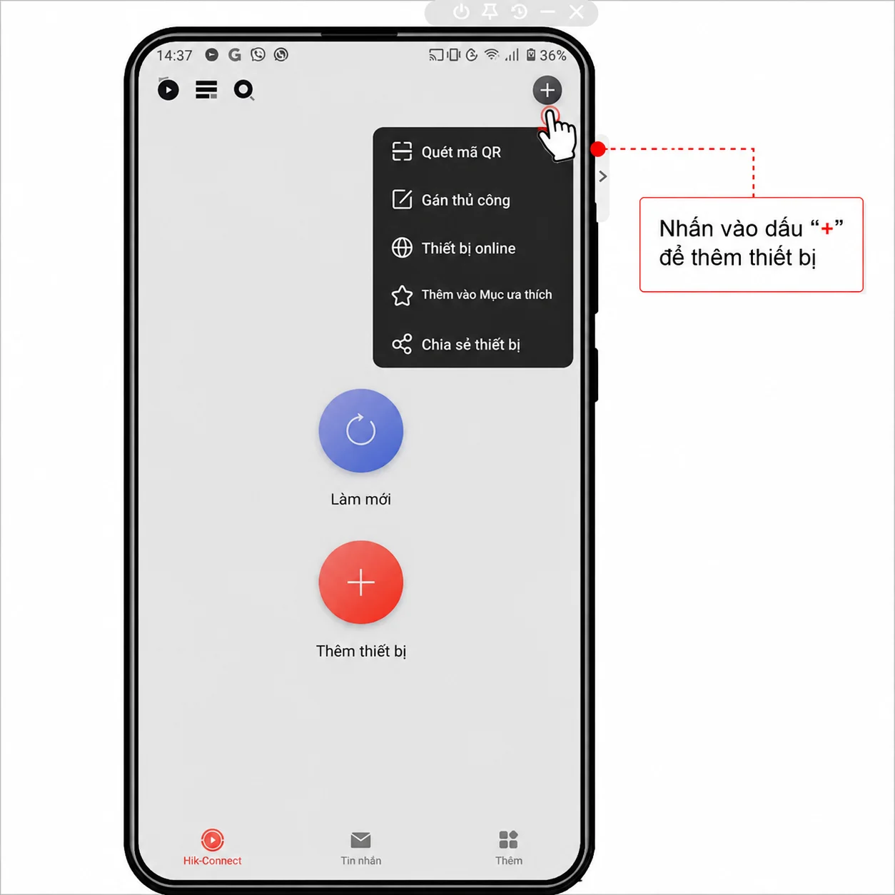 Giao diện đăng nhập ứng dụng Hik-Connect