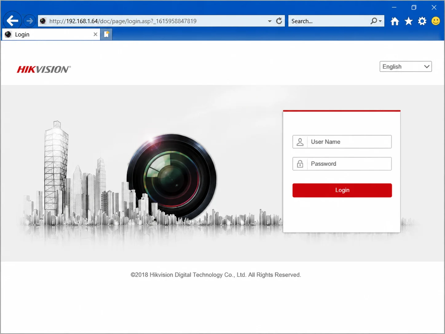 Trang web đăng nhập vào Camera