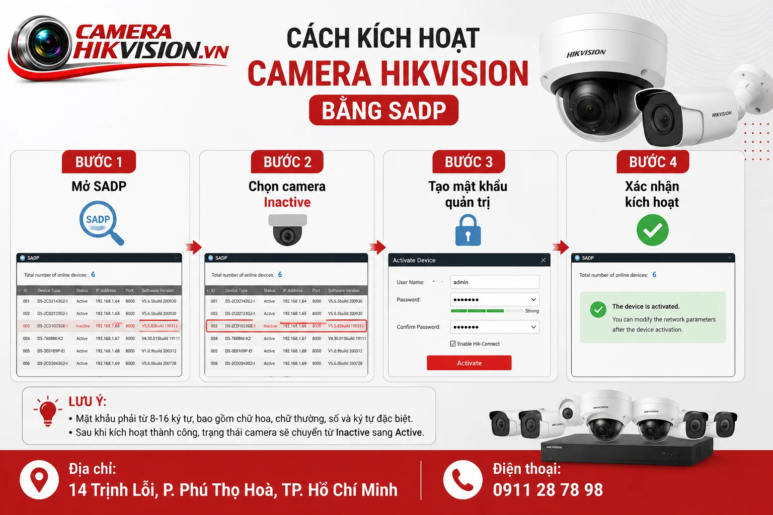 Cách kích hoạt camera Hikvision bằng SADP