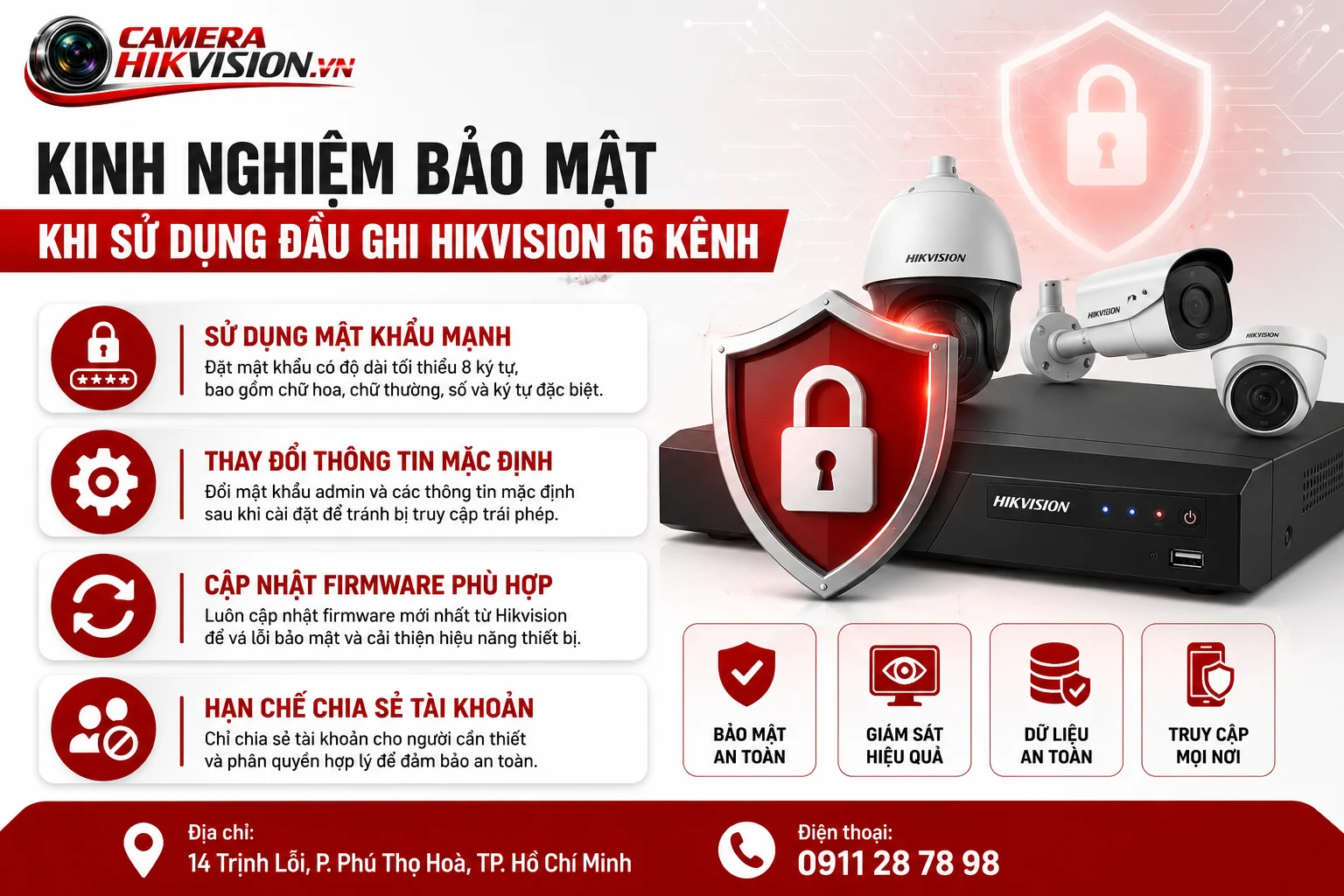 Kinh nghiệm bảo mật khi sử dụng đầu ghi Hikvision 16 kênh