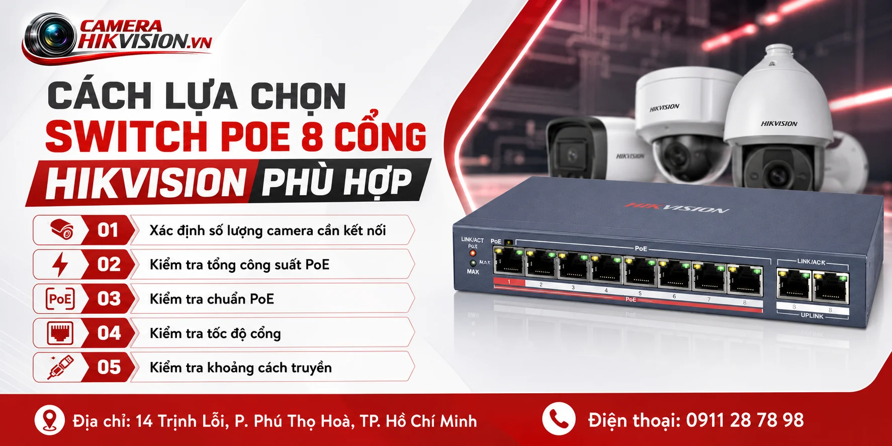 Cách lựa chọn Switch PoE 8 cổng Hikvision phù hợp
