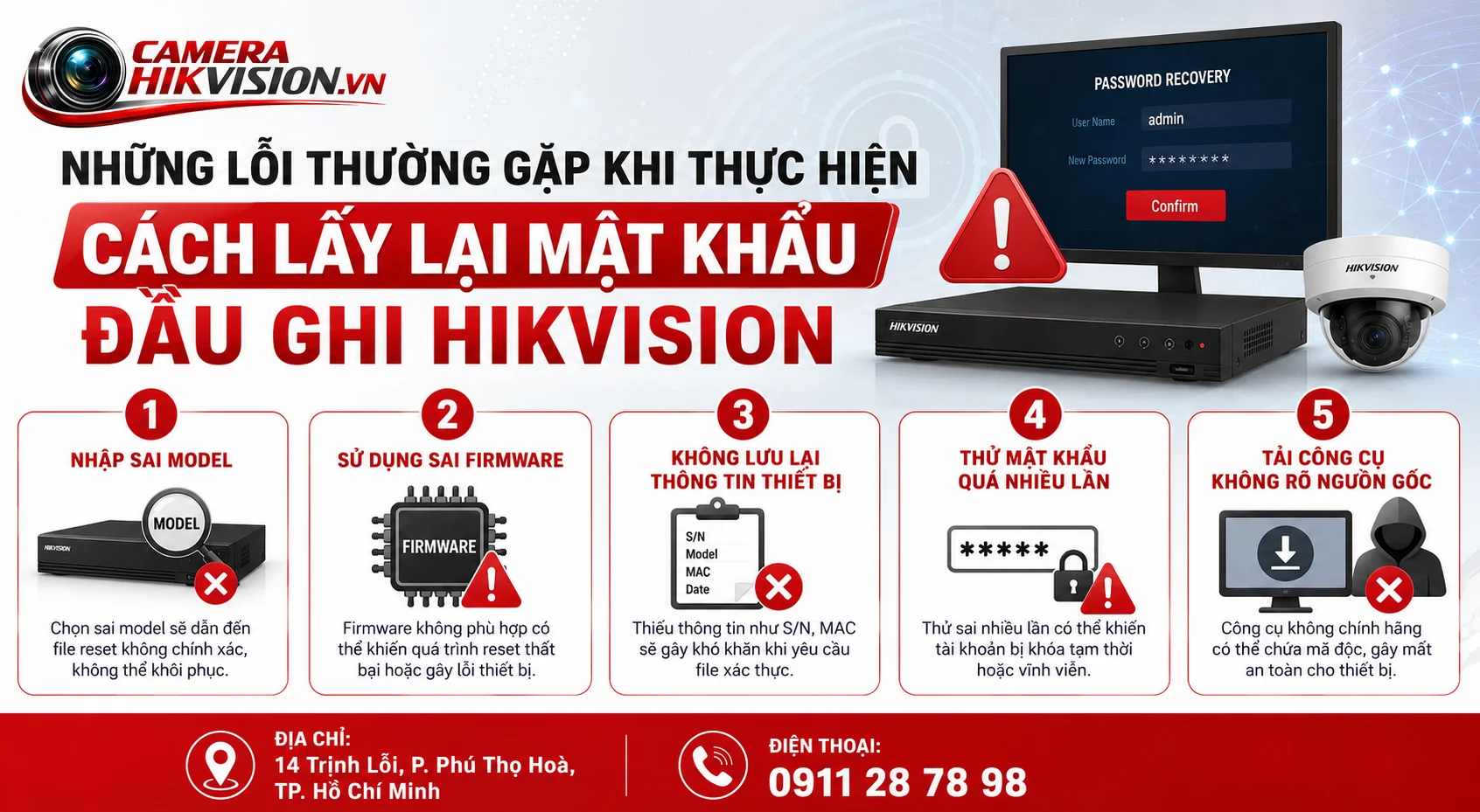 Những lỗi thường gặp khi thực hiện Cách lấy lại mật khẩu đầu ghi Hikvision