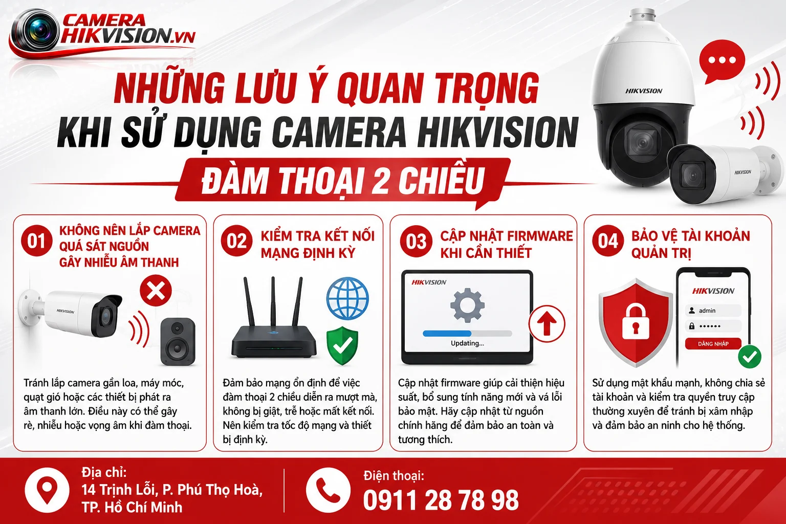 Những lưu ý quan trọng khi sử dụng Camera Hikvision đàm thoại 2 chiều