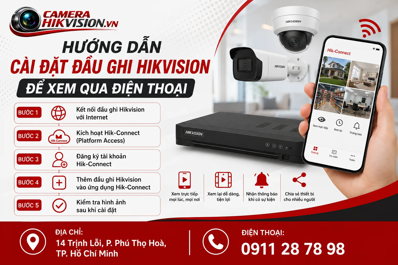 Hướng dẫn cài đặt đầu ghi Hikvision để xem qua điện thoại
