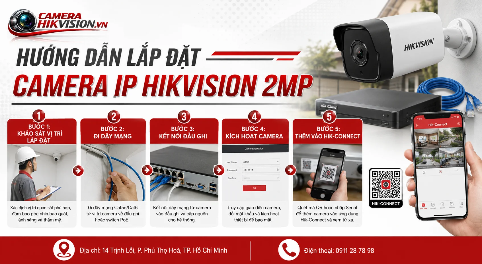 Hướng dẫn lắp đặt Camera IP Hikvision 2MP