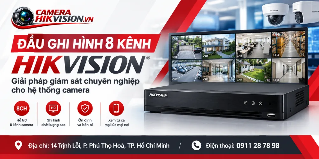 Đầu ghi 8 kênh Hikvision: Giải pháp giám sát chuyên nghiệp cho hệ thống camera