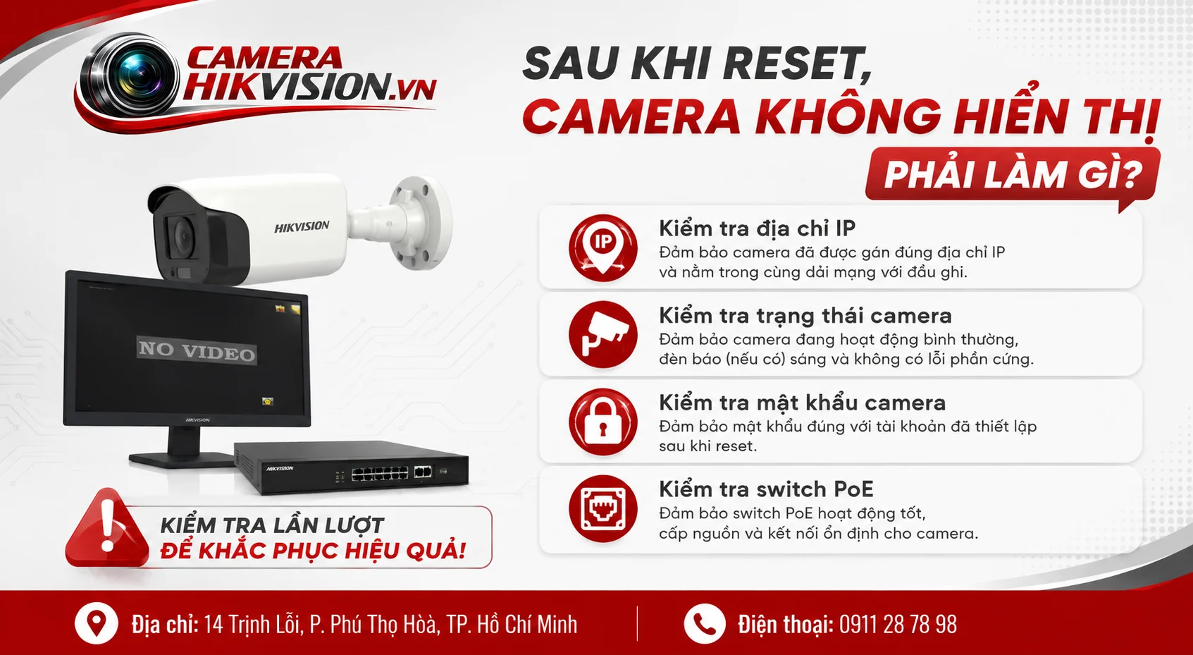 Sau khi reset, camera không hiển thị phải làm gì?