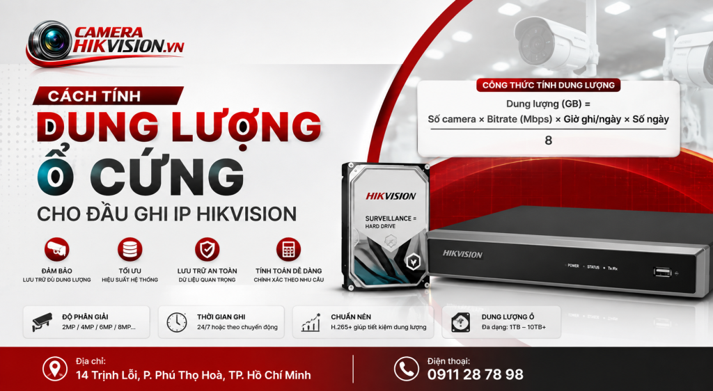 Cách tính dung lượng ổ cứng cho đầu ghi IP Hikvision