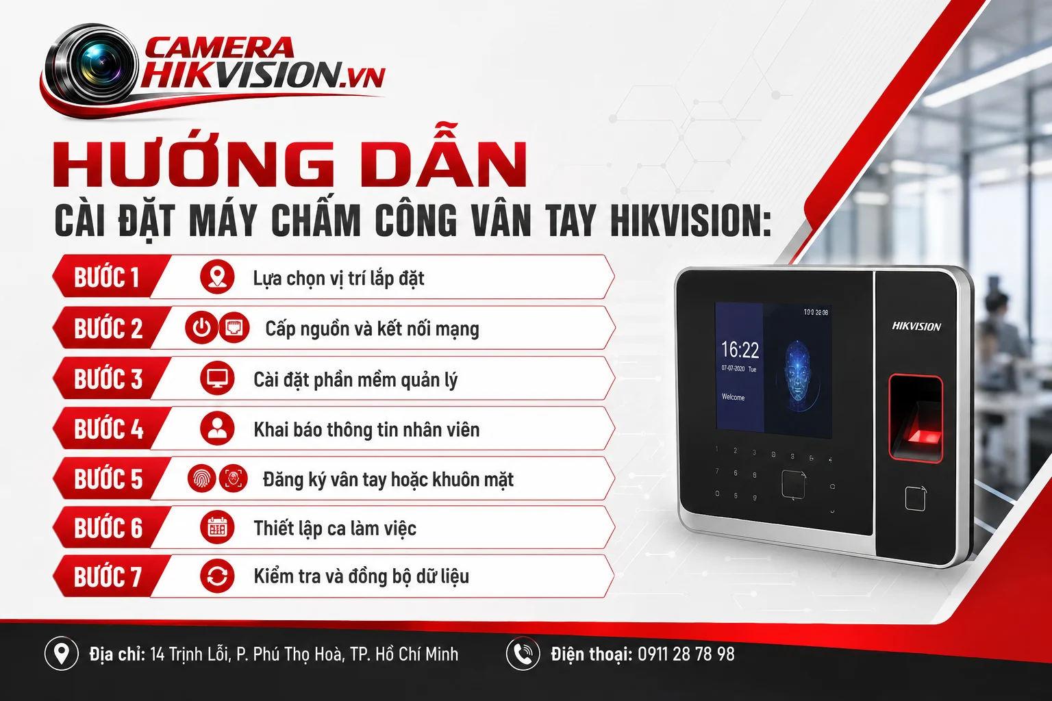 Hướng Dẫn Cài Đặt Máy Chấm Công Vân Tay Hikvision