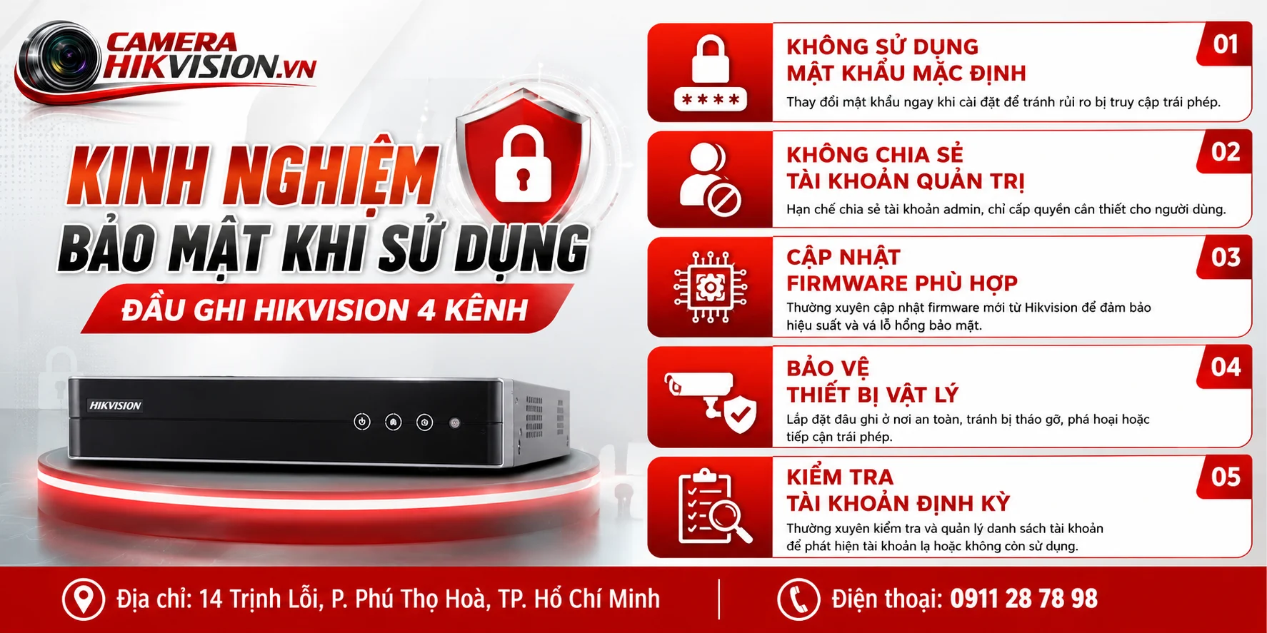 Kinh nghiệm bảo mật khi sử dụng đầu ghi Hikvision 4 kênh