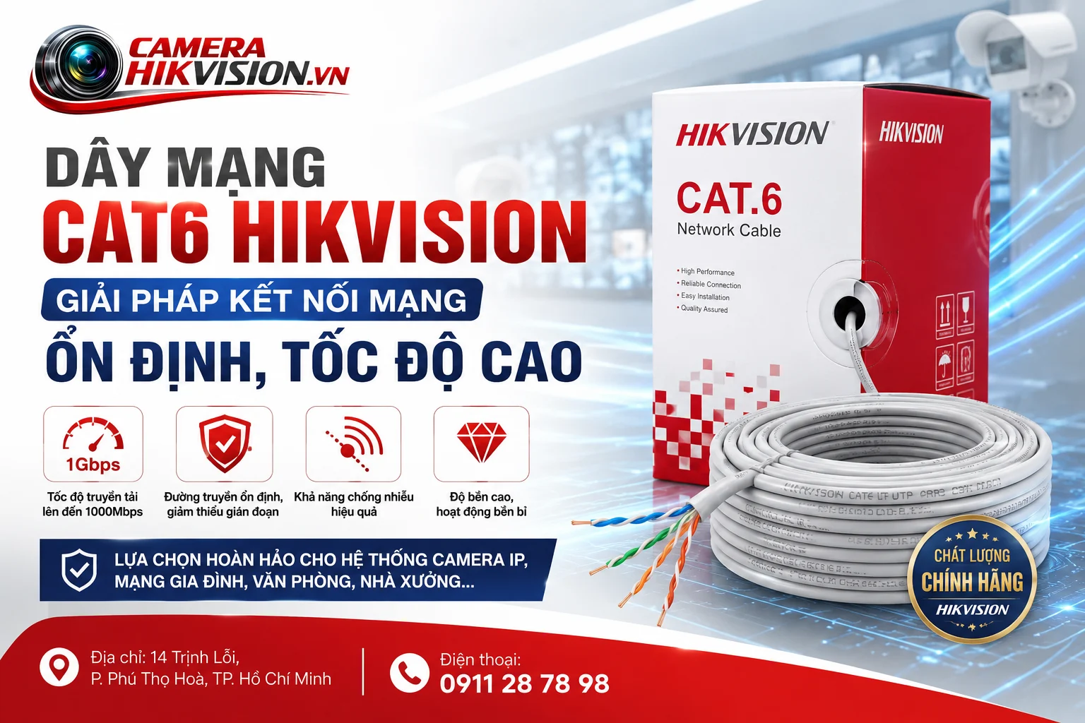 Dây Mạng Cat6 Hikvision: Giải Pháp Kết Nối Mạng Ổn Định, Tốc Độ Cao
