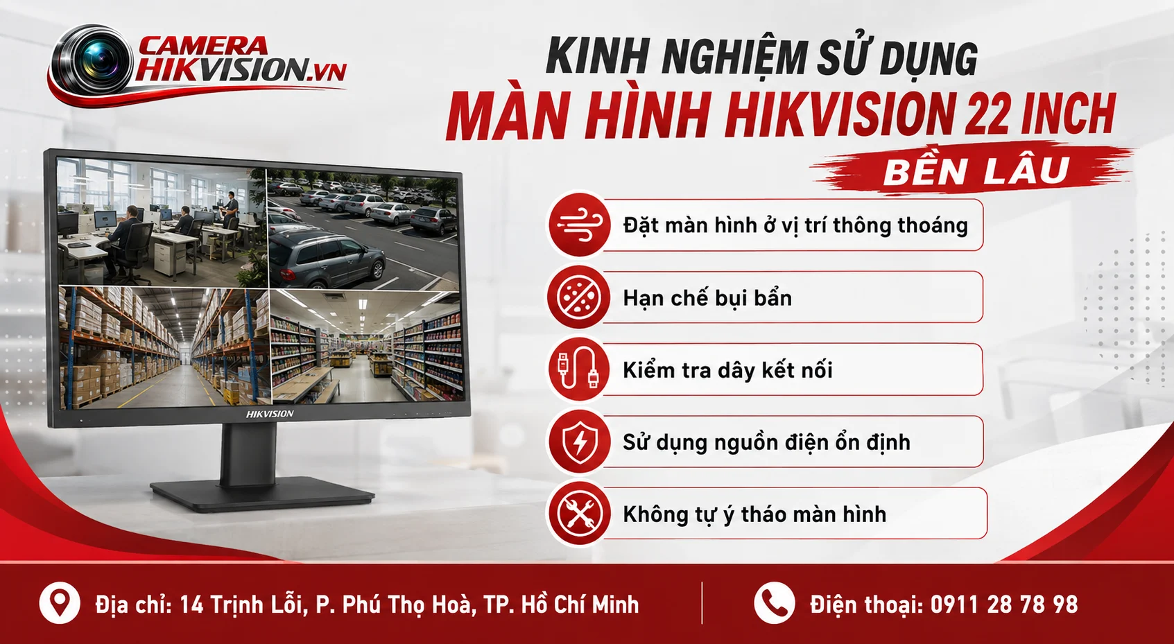 Kinh nghiệm sử dụng màn hình Hikvision 22 inch bền lâu