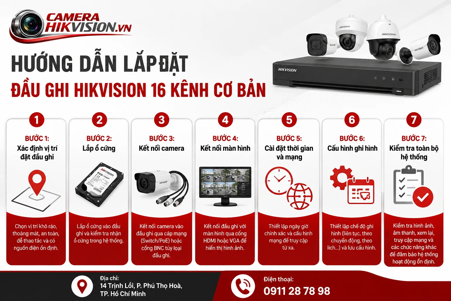 Hướng dẫn lắp đặt đầu ghi Hikvision 16 kênh cơ bản