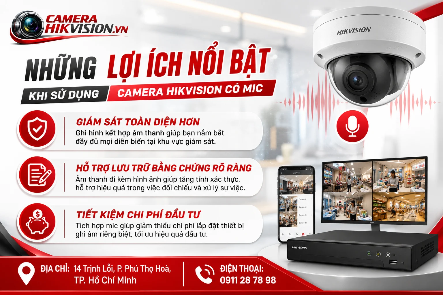 Những lợi ích nổi bật khi sử dụng Camera Hikvision có mic