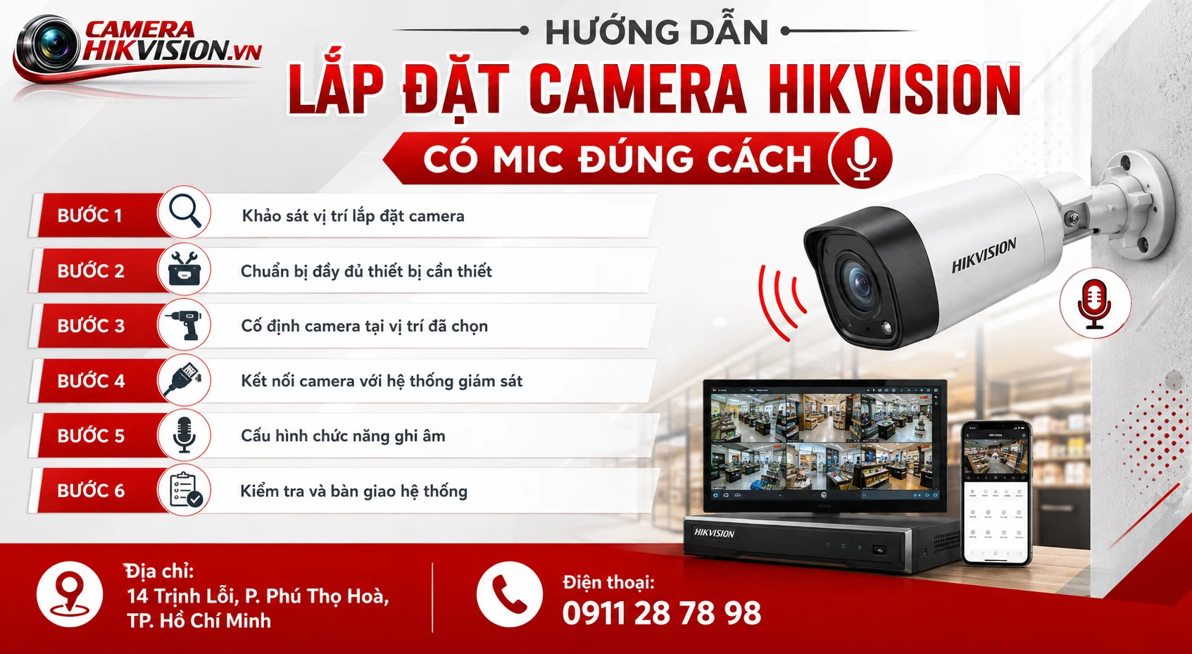 Hướng dẫn lắp đặt Camera Hikvision có mic đúng cách