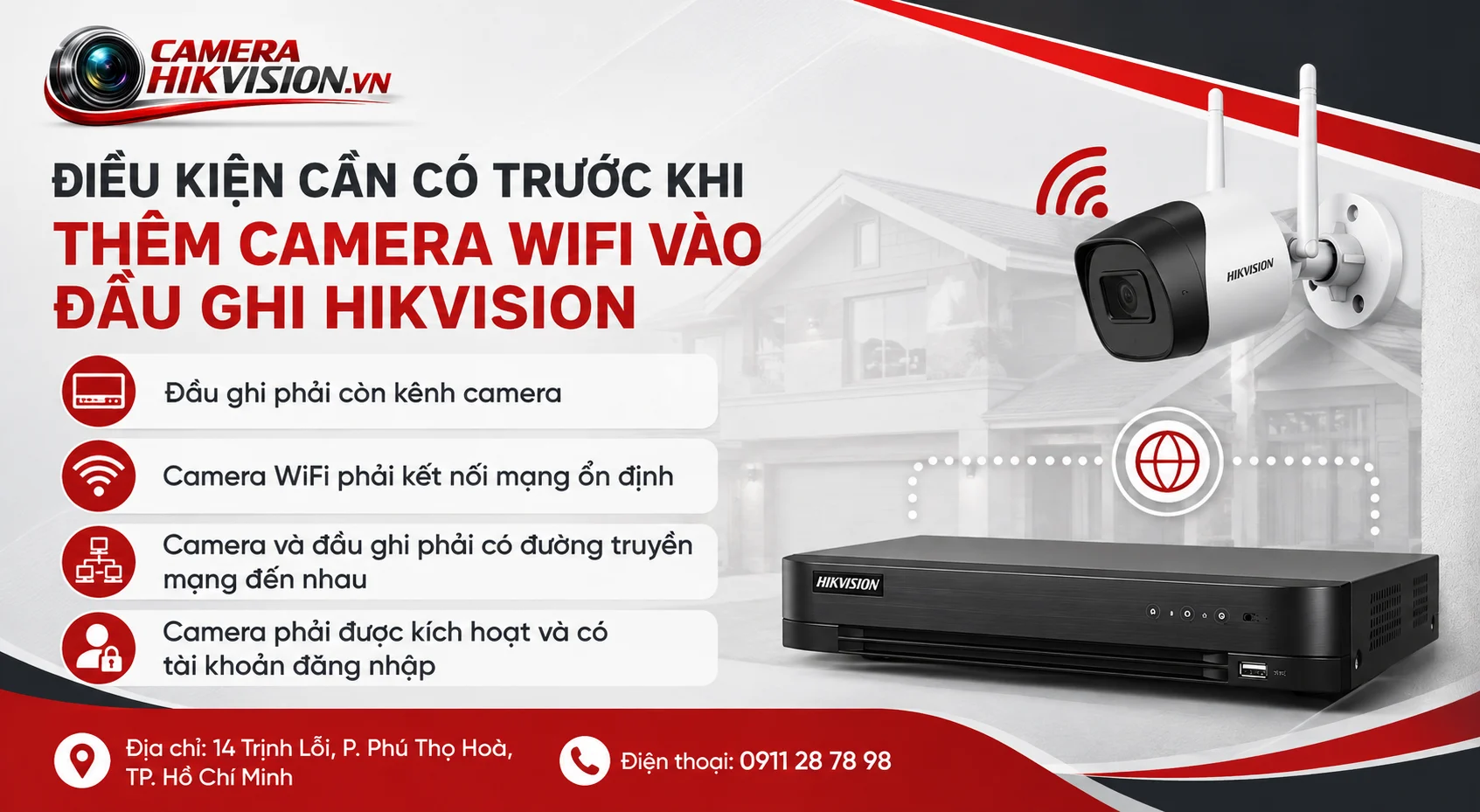 Điều kiện cần có trước khi thêm Camera WiFi vào đầu ghi Hikvision