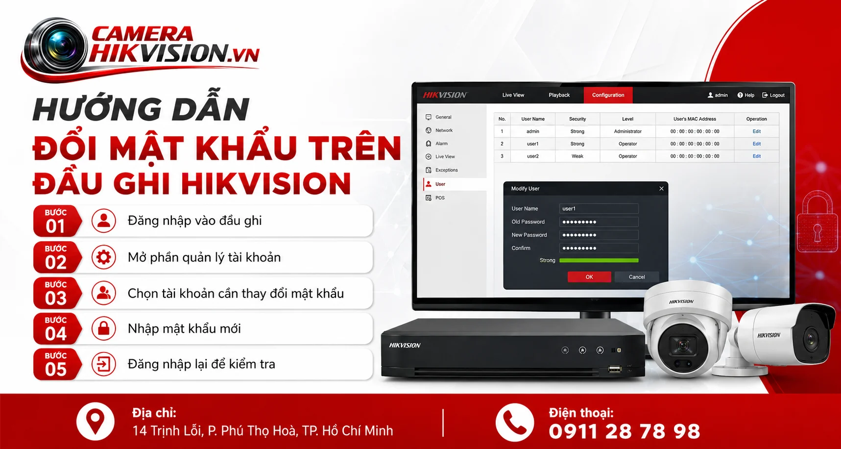Hướng dẫn đổi mật khẩu trên đầu ghi Hikvision