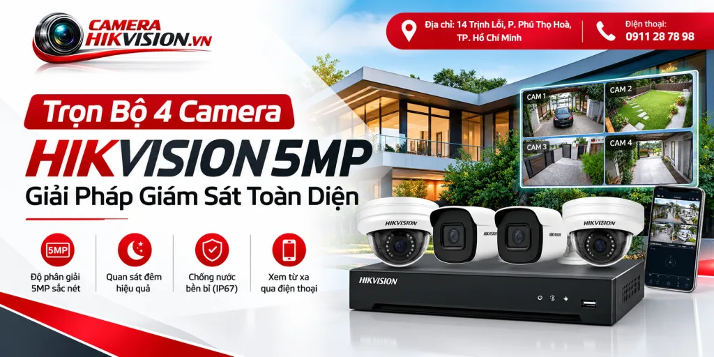 Trọn Bộ 4 Camera Hikvision 5MP: Giải Pháp Giám Sát Toàn Diện