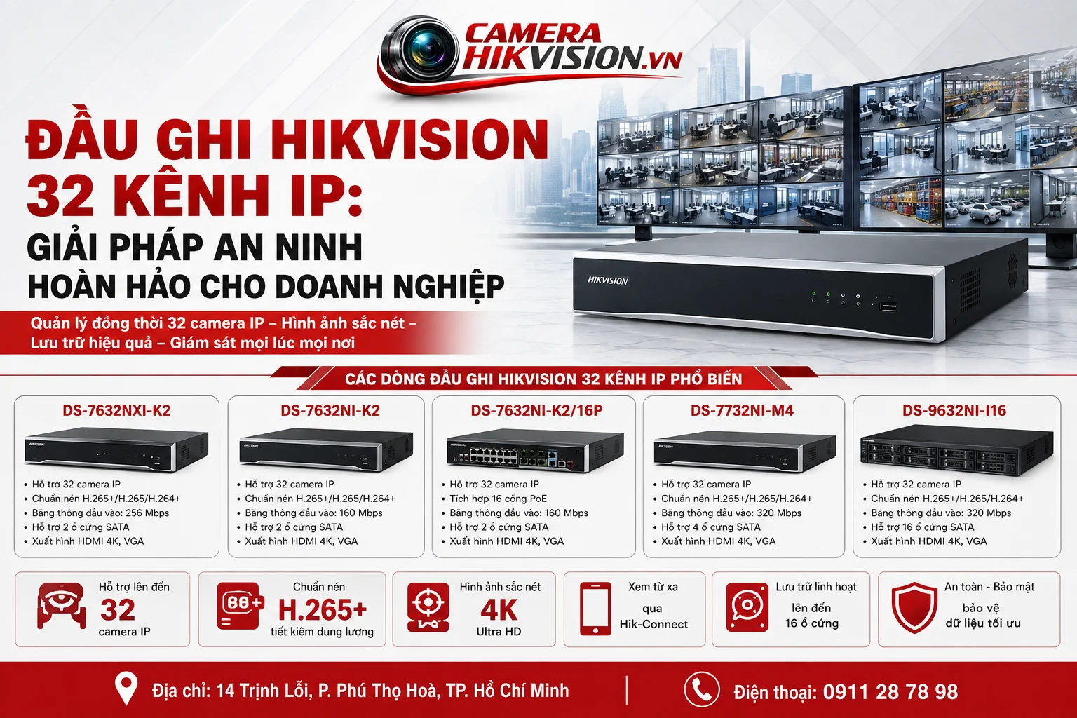 Đầu Ghi Hikvision 32 Kênh IP