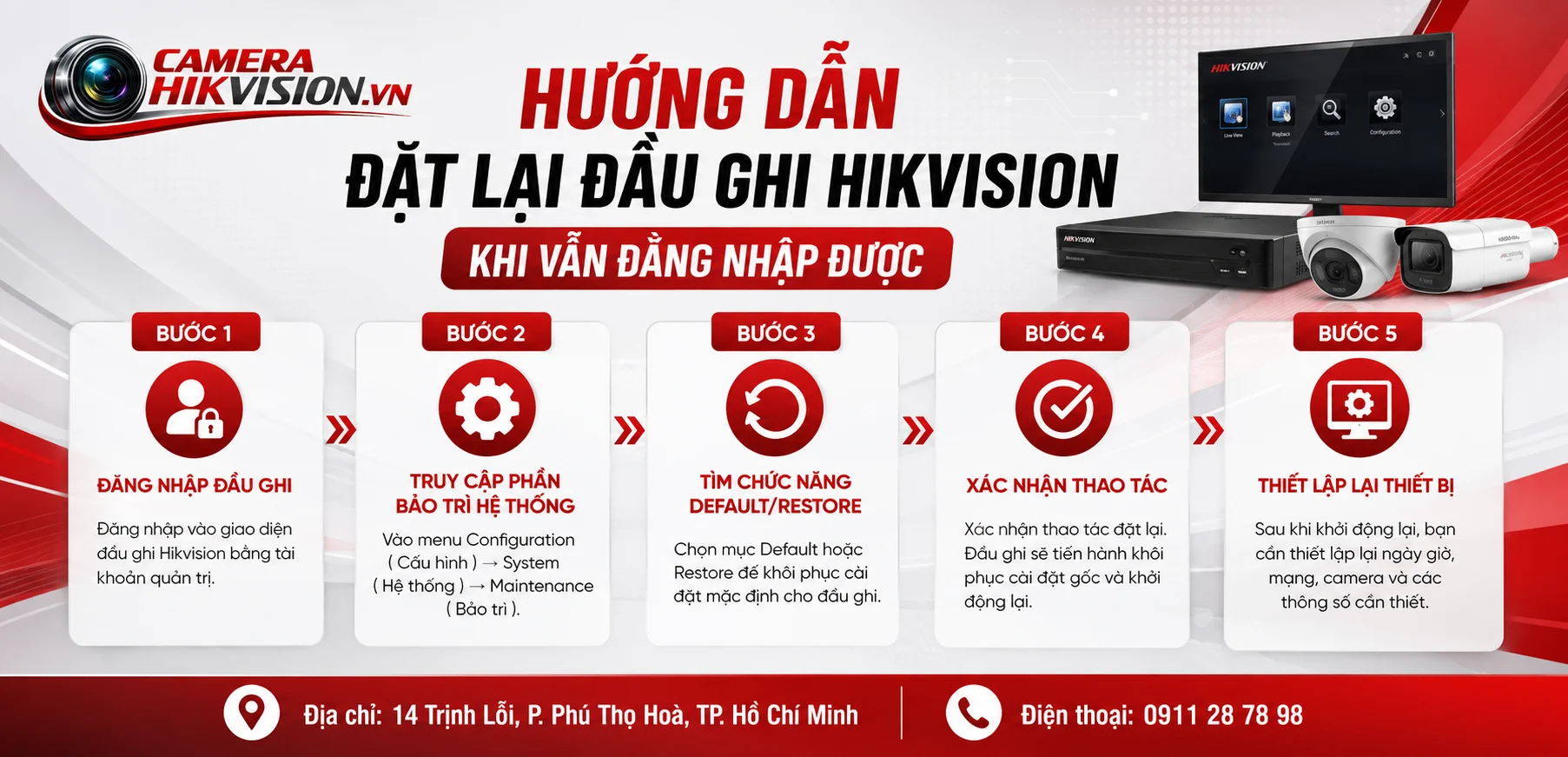 Hướng dẫn đặt lại đầu ghi Hikvision khi vẫn đăng nhập được