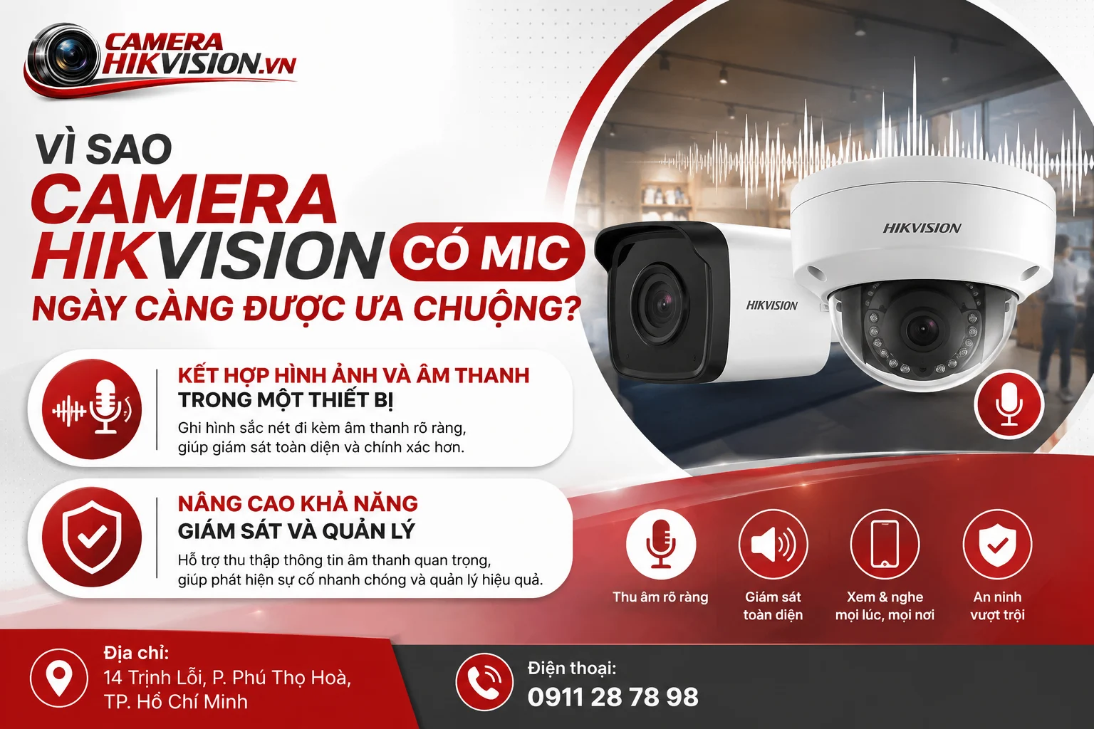 Vì sao camera Hikvision có mic ngày càng được ưa chuộng?