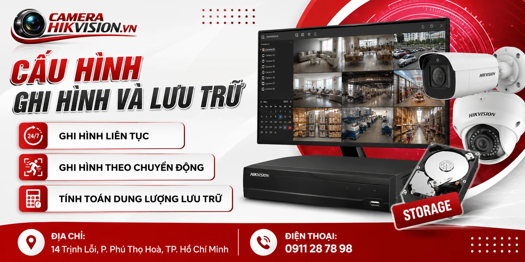 Cấu hình ghi hình và lưu trữ