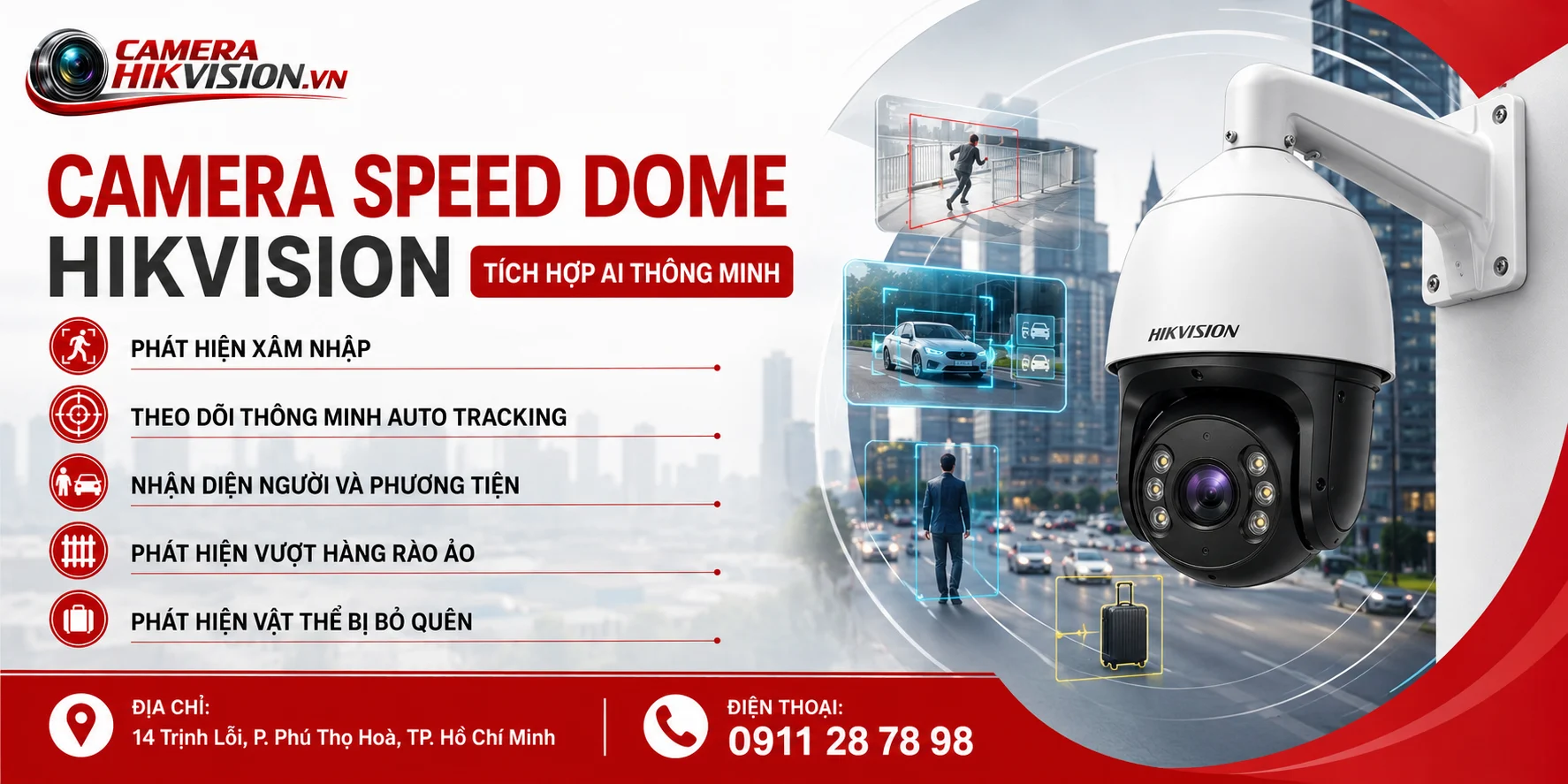 Camera Speed Dome Hikvision tích hợp AI thông minh
