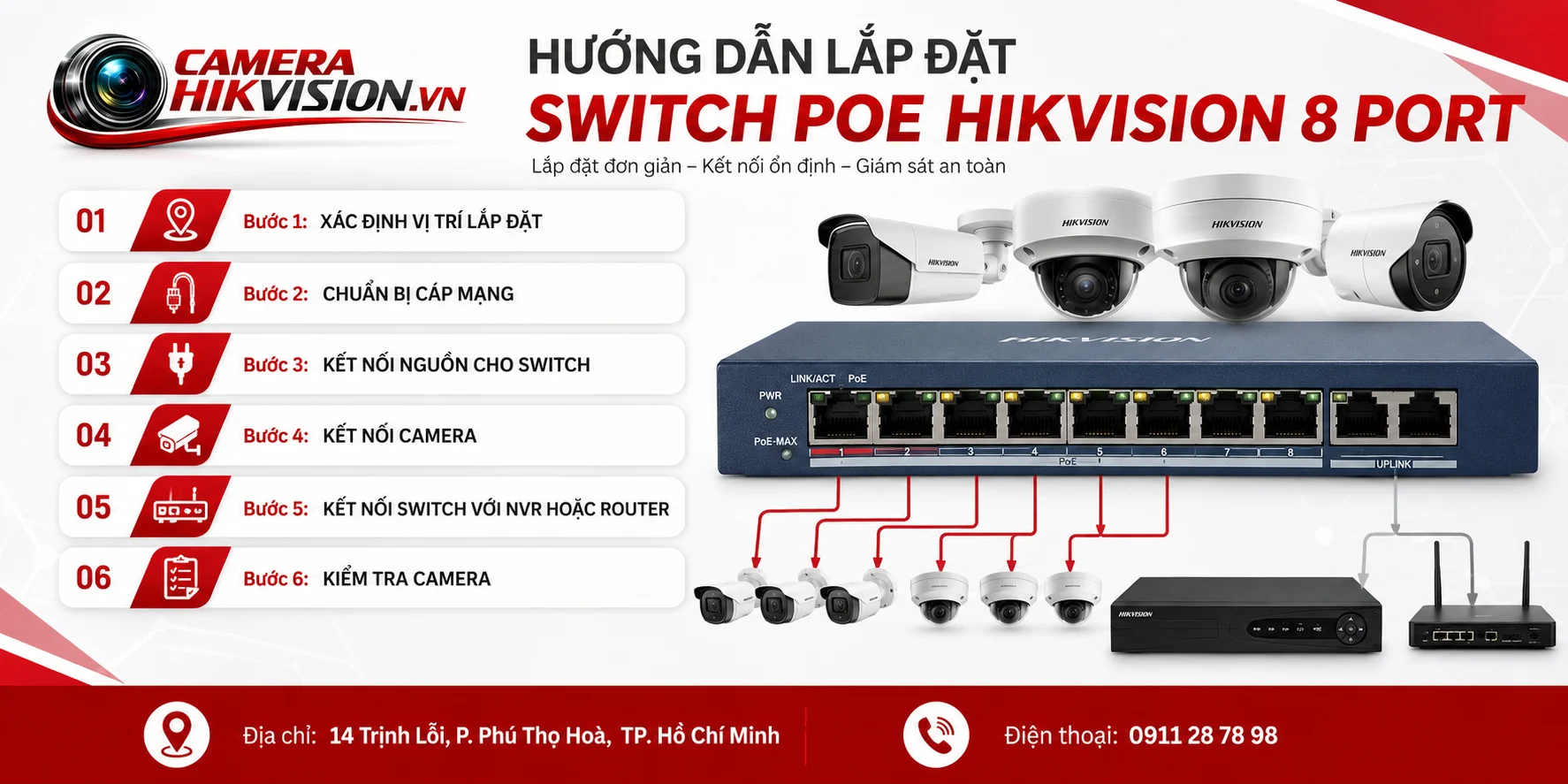 Hướng Dẫn Lắp Đặt Switch PoE Hikvision 8 Port