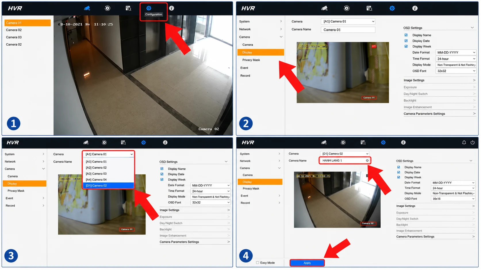 Đổi tên camera trên đầu ghi Hikvision