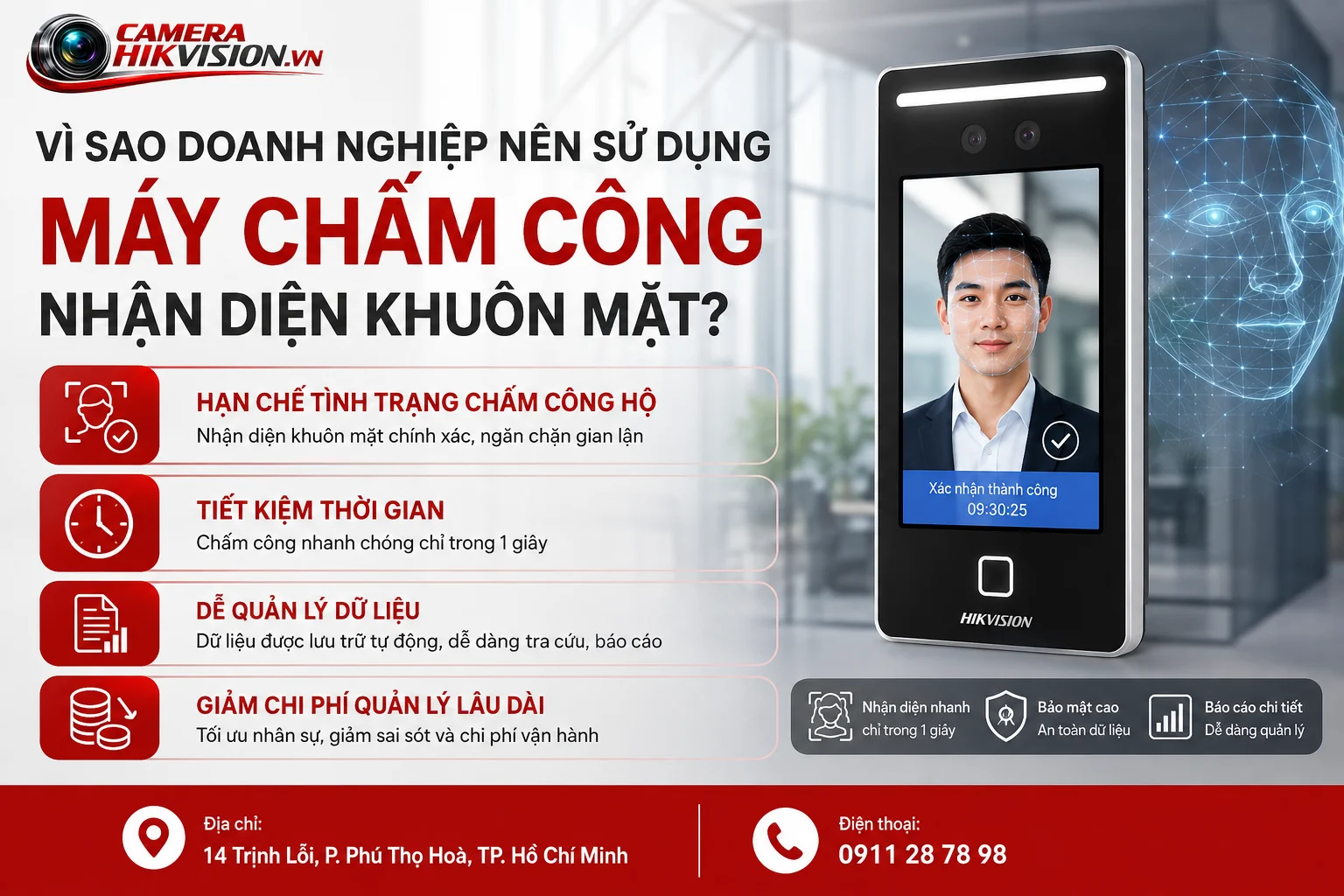 Vì sao doanh nghiệp nên sử dụng máy chấm công nhận diện khuôn mặt?