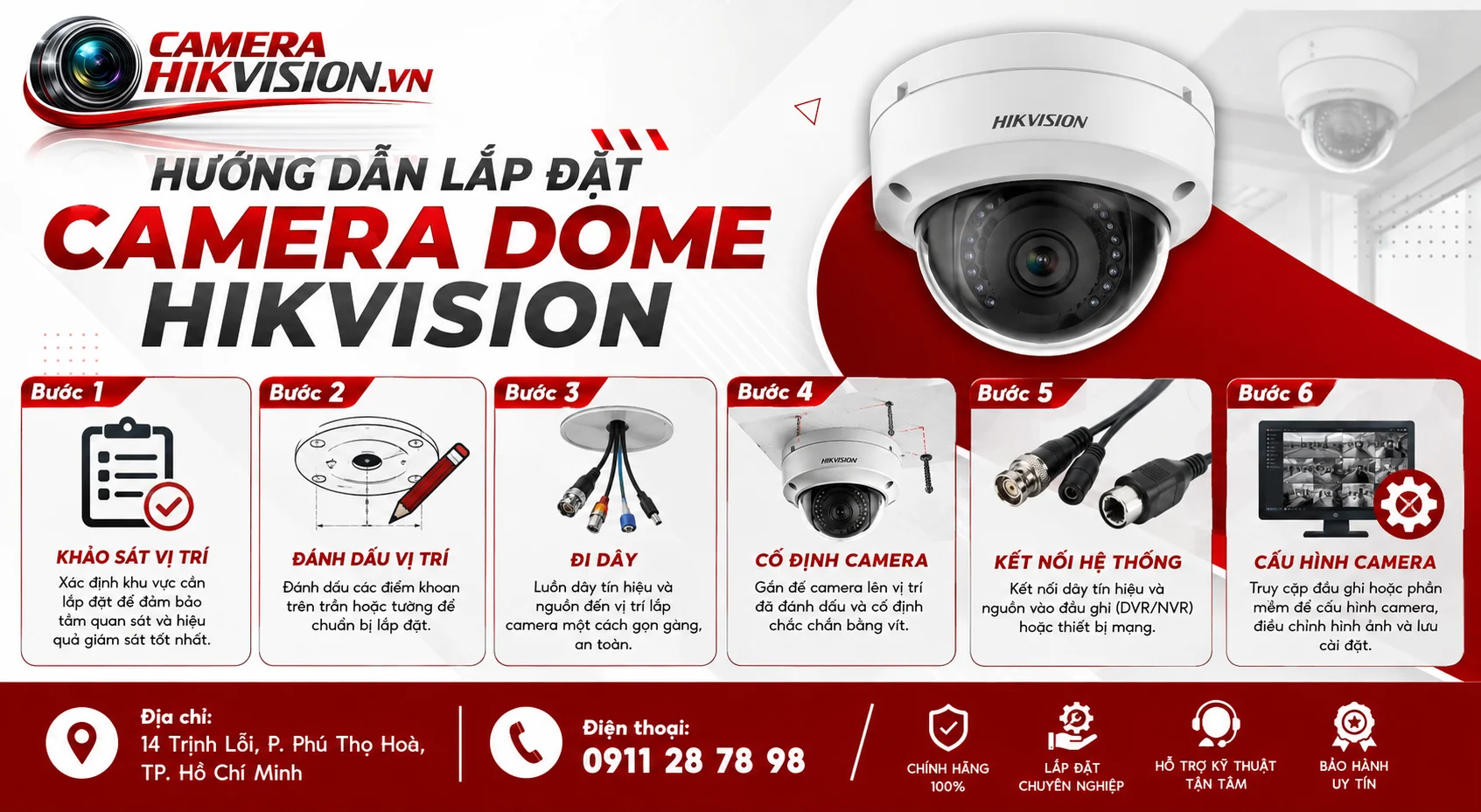 Hướng dẫn lắp đặt Camera Dome Hikvision