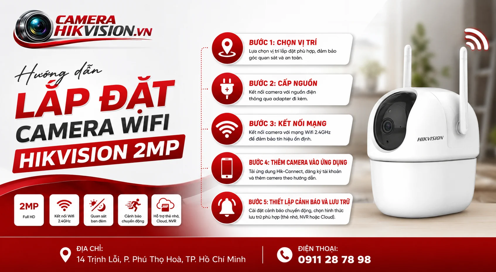 Hướng dẫn lắp đặt Camera Wifi Hikvision 2MP