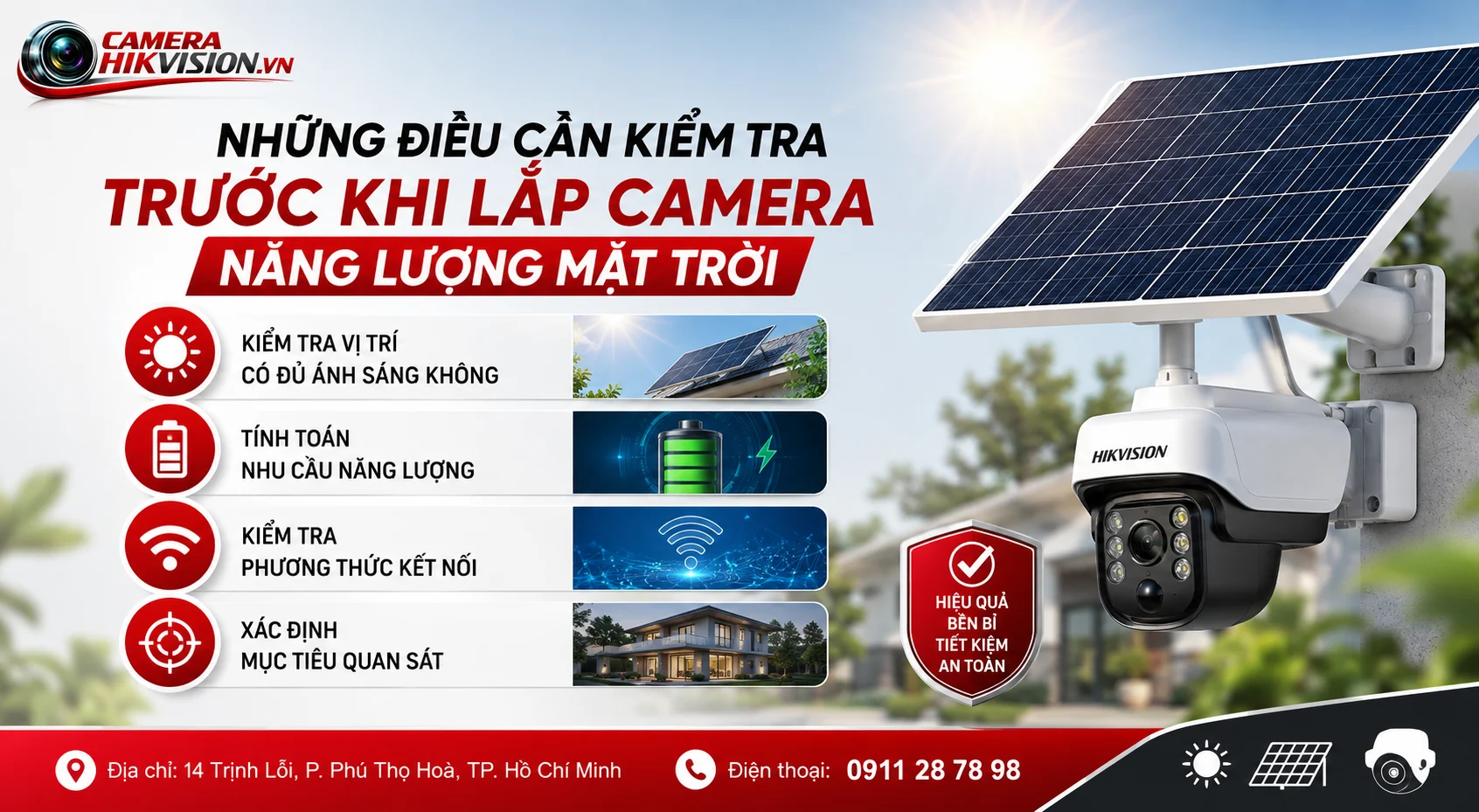 Những điều cần kiểm tra trước khi lắp camera năng lượng mặt trời
