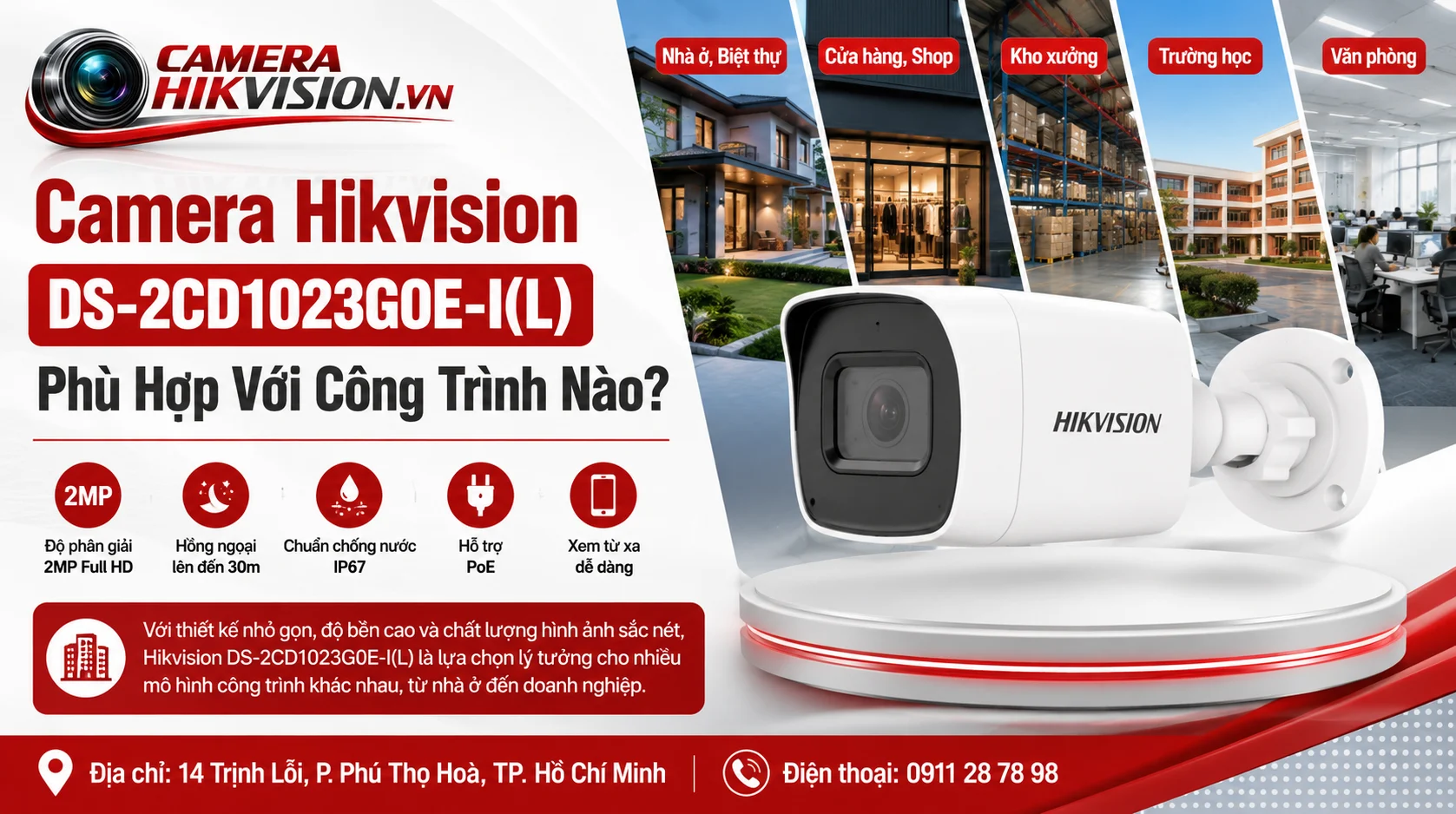 Camera Hikvision DS-2CD1023G0E-I(L) Phù Hợp Với Công Trình Nào?