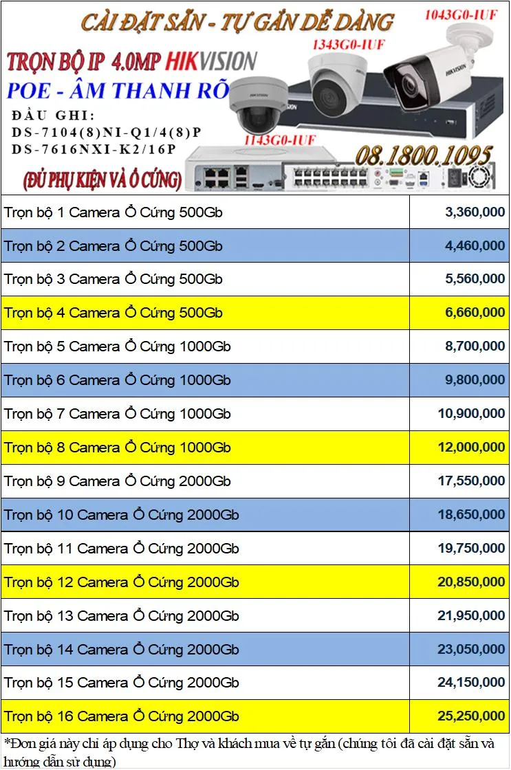 Bộ camera IP POE Hikvision siêu nét có âm thanh 4 Megapixel