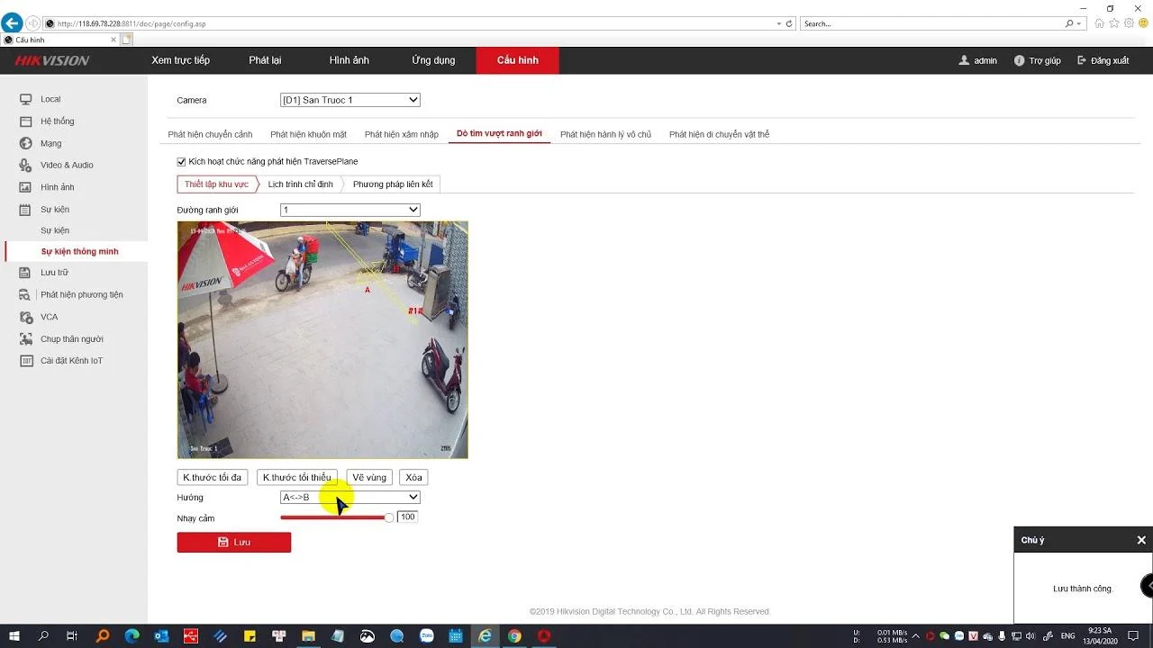 Hướng dẫn cài đặt tính năng vượt hàng rào ảo cho camera Hikvision