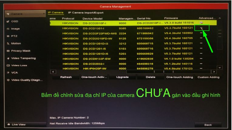 Chỉnh IP cho camera chưa gán vào đầu ghi bằng SADP