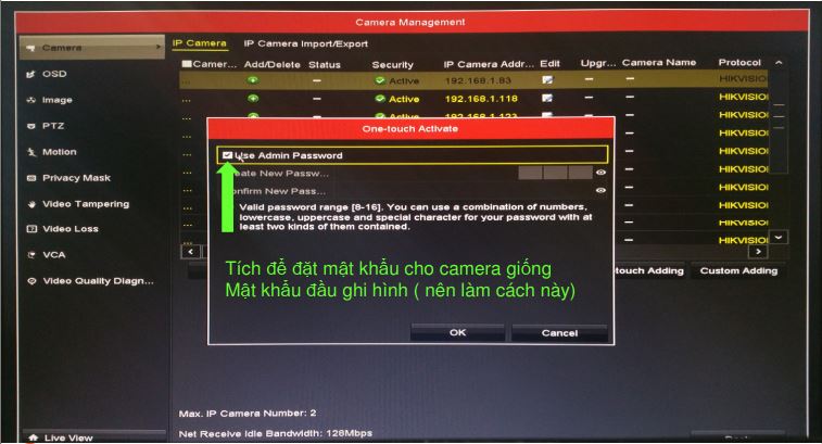 Bật Hik-Connect và dịch vụ khi kích hoạt camera