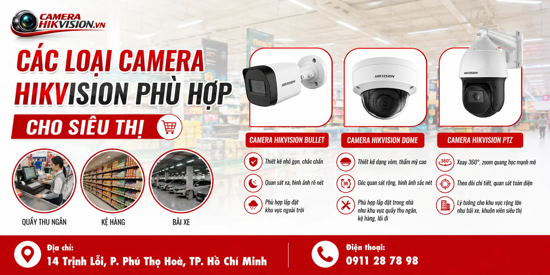 Các loại camera Hikvision phù hợp cho siêu thị