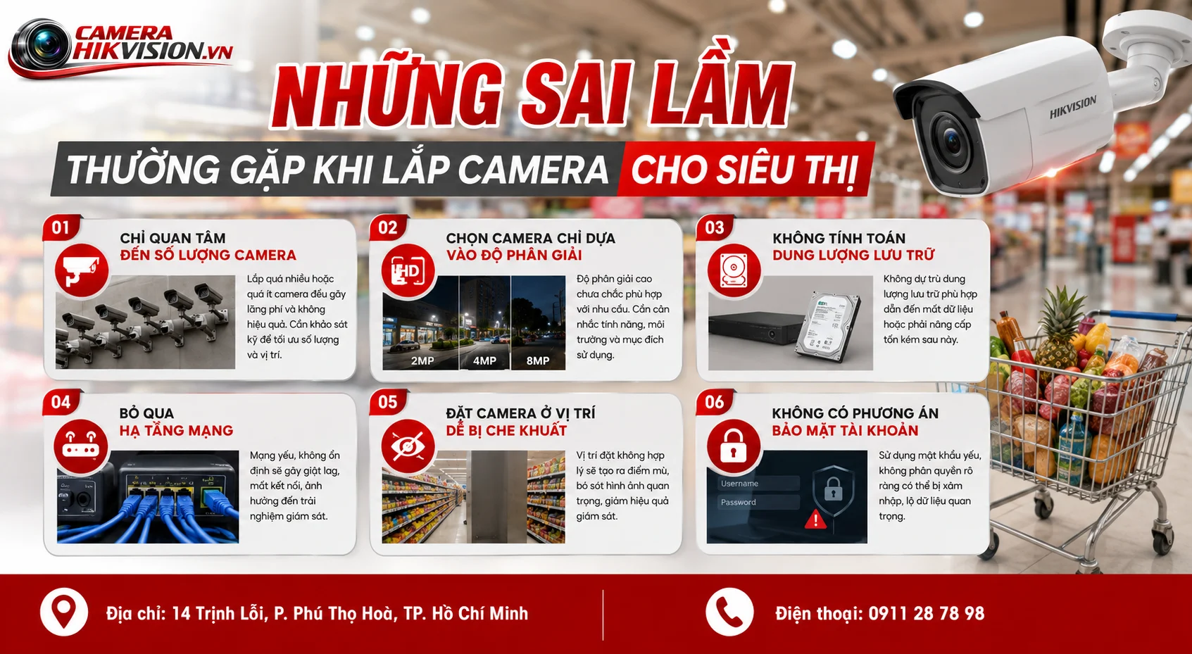 Những sai lầm thường gặp khi lắp camera cho siêu thị