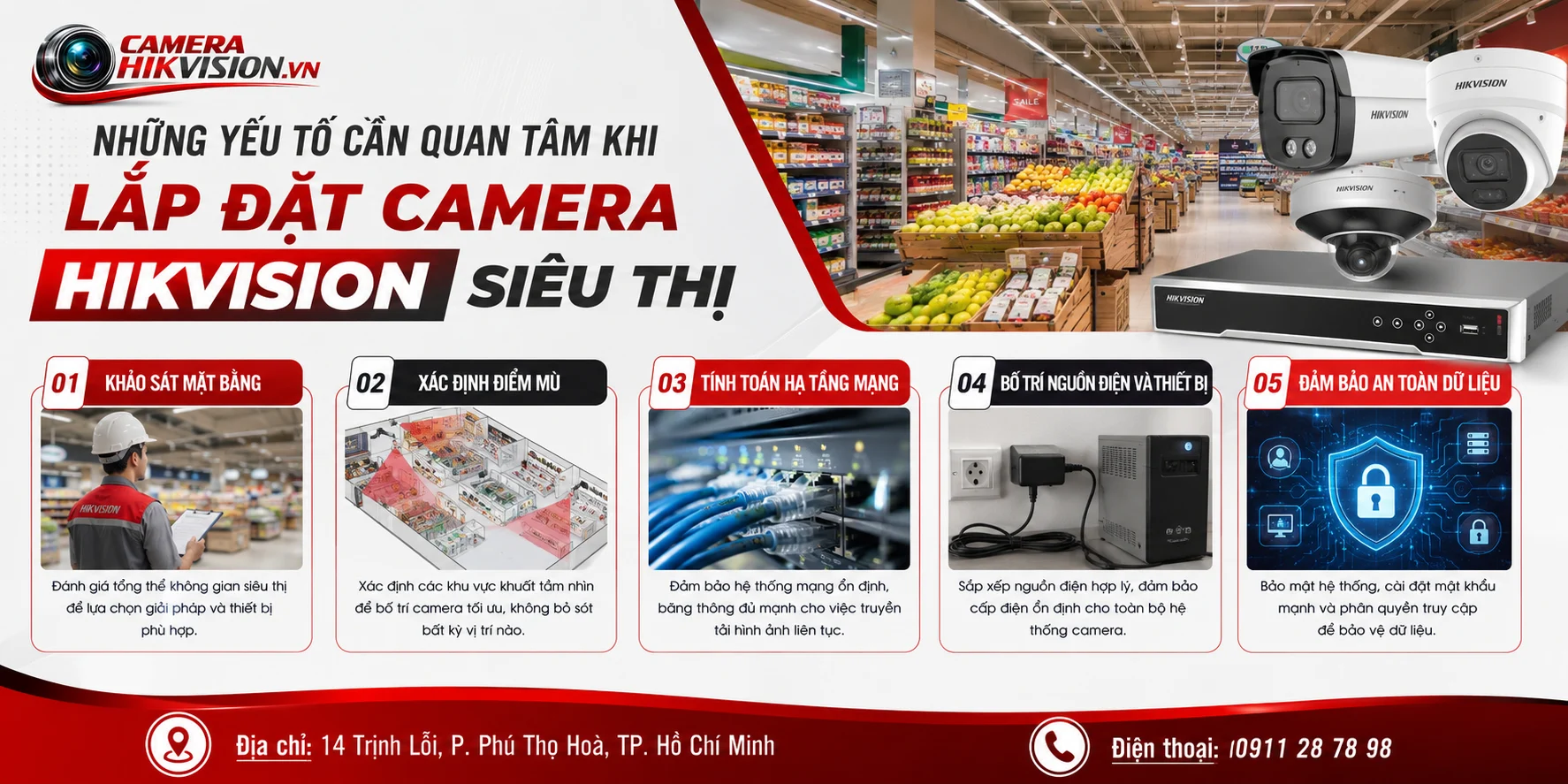 Những yếu tố cần quan tâm khi lắp đặt camera Hikvision siêu thị