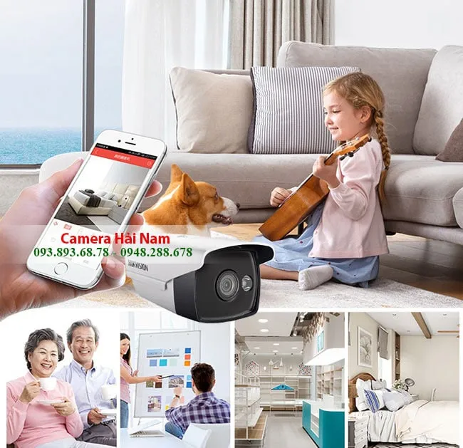 Camera Hikvision DS-2CE16D0T-WL3 hiển thị màu sắc ban đêm với đèn ánh sáng trắng, tối ưu giám sát lối đi