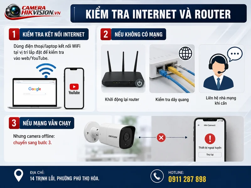 Kiểm tra Internet và router