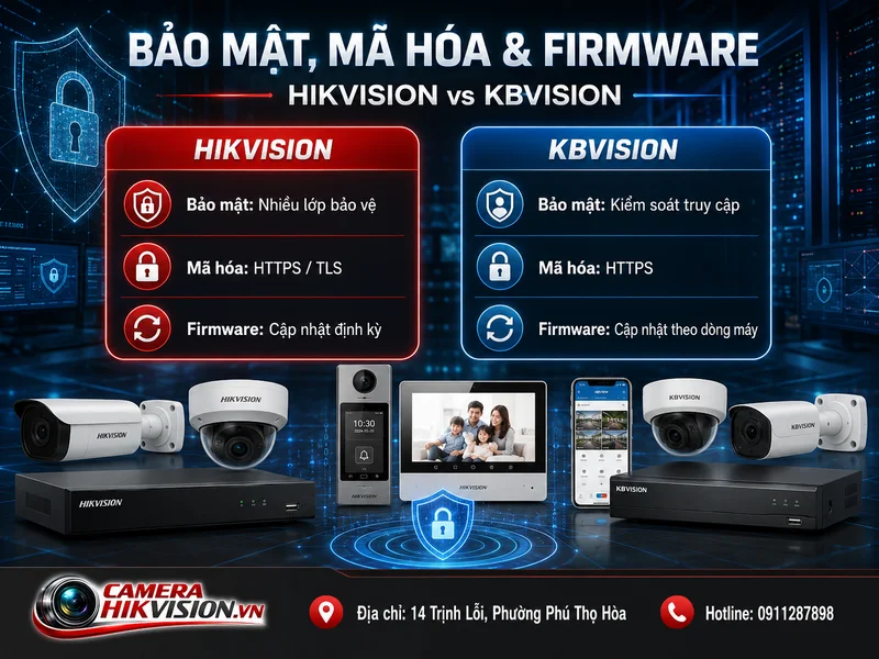So sánh Hikvision vs KBvision khả năng Bảo mật, mã hóa và cập nhật firmware