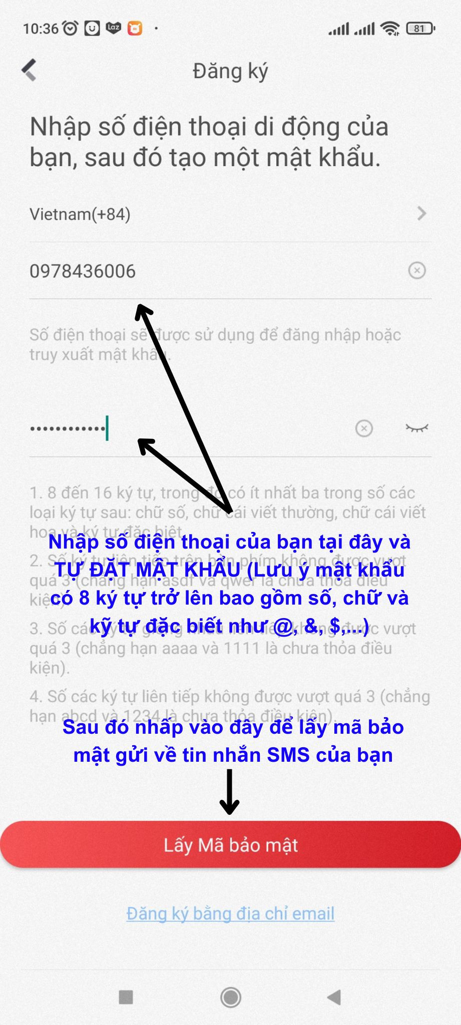 Đăng ký Hik-Connect bằng số điện thoại trên iPhone và nhận mã bảo mật SMS