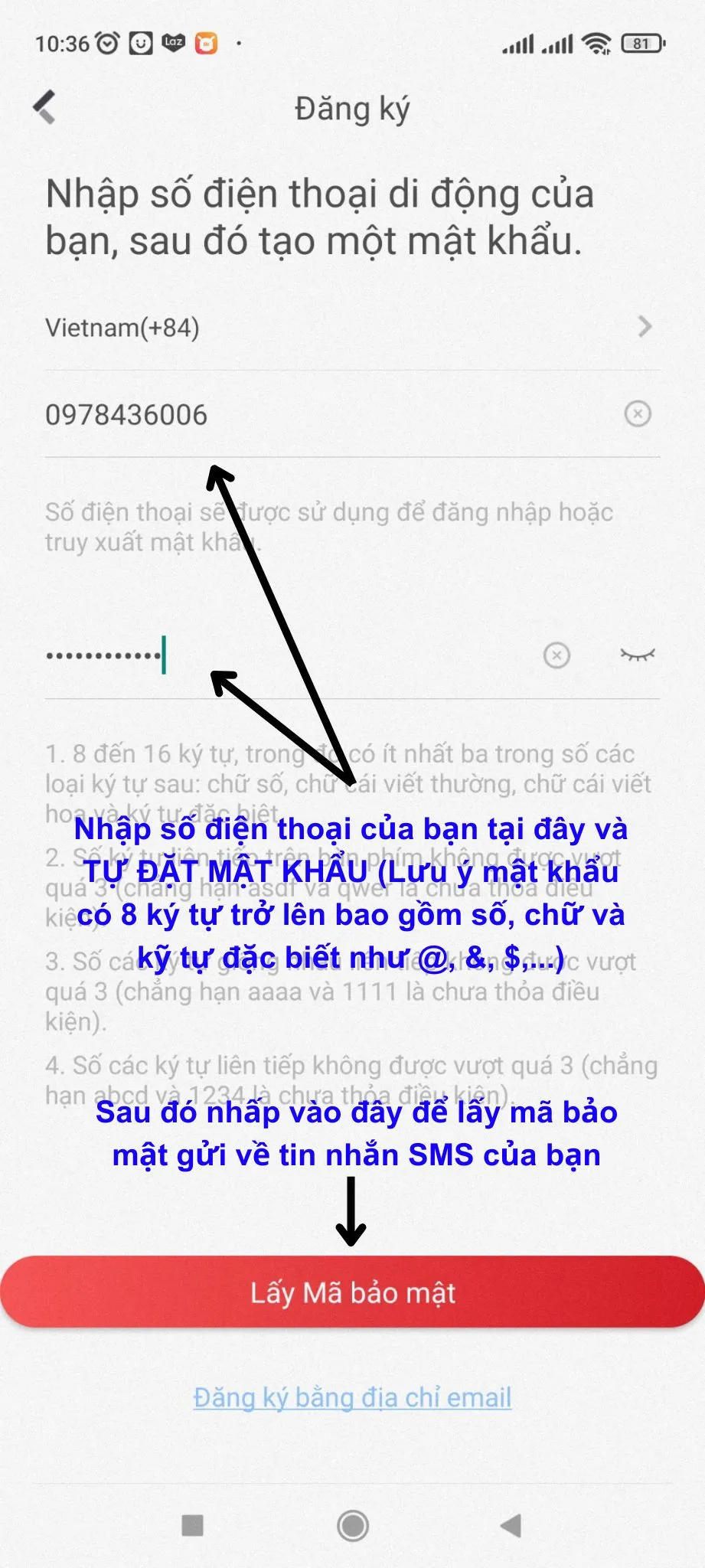Đăng ký Hik-Connect bằng số điện thoại trên iPhone và nhận mã bảo mật SMS