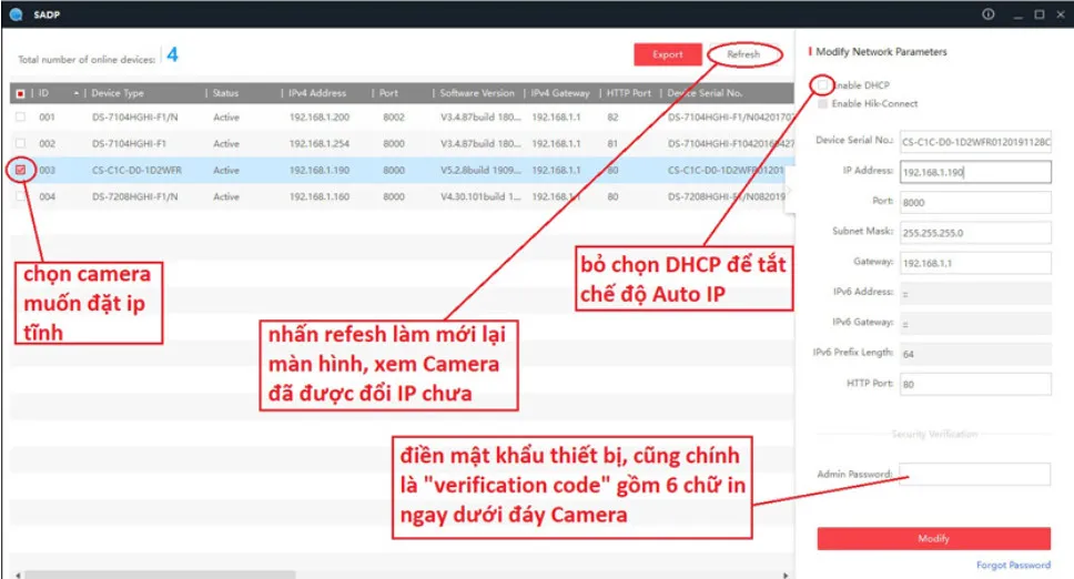 Đổi IP tĩnh cho camera Hikvision bằng phần mềm SADP Tool