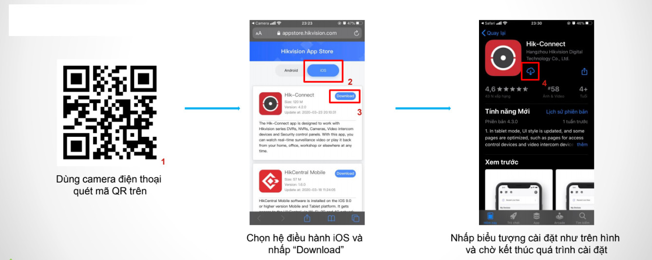 Giao diện ứng dụng Hik-Connect mới nhất trên iOS và Android, hỗ trợ xem camera Hikvision từ xa