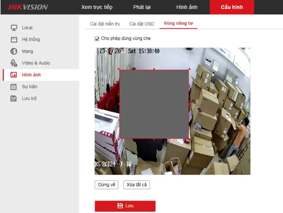 Thiết lập vùng riêng tư (Privacy Mask) trên camera IP Hikvision