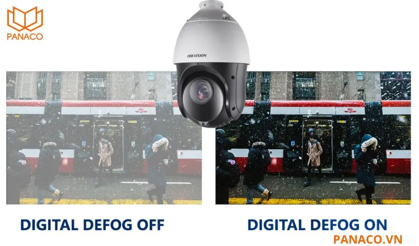 Tính năng Defog và EIS trên DS-2DE4215IW-DE cải thiện hình ảnh trong sương mù